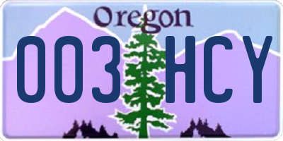 OR license plate 003HCY