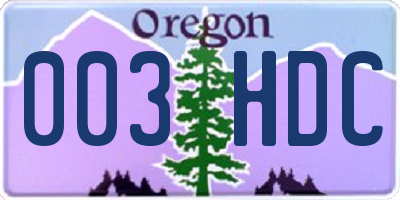 OR license plate 003HDC
