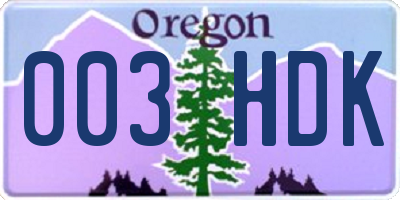 OR license plate 003HDK