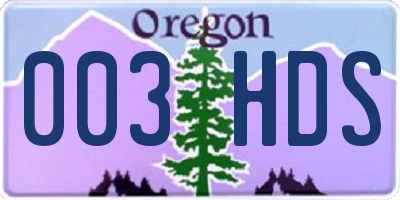 OR license plate 003HDS