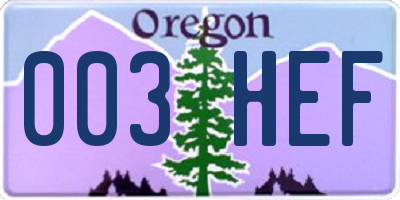 OR license plate 003HEF