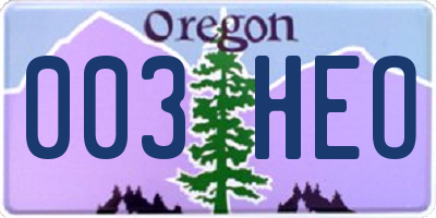 OR license plate 003HEO