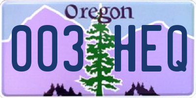 OR license plate 003HEQ