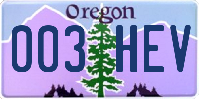 OR license plate 003HEV
