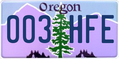 OR license plate 003HFE