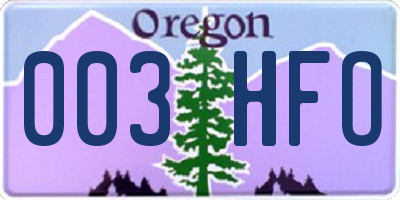 OR license plate 003HFO