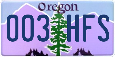 OR license plate 003HFS