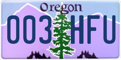 OR license plate 003HFU