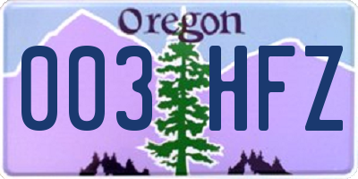 OR license plate 003HFZ