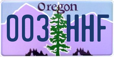 OR license plate 003HHF