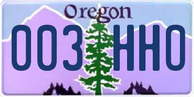 OR license plate 003HHO
