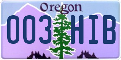 OR license plate 003HIB