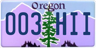 OR license plate 003HII