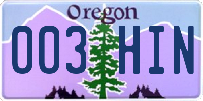 OR license plate 003HIN