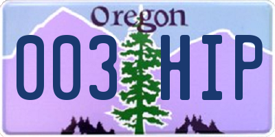 OR license plate 003HIP