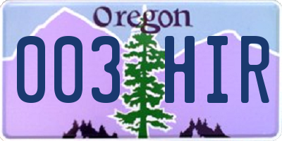 OR license plate 003HIR