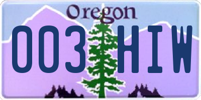 OR license plate 003HIW