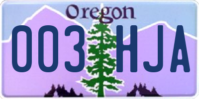OR license plate 003HJA