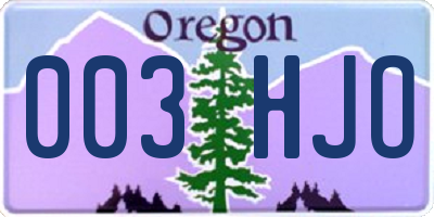 OR license plate 003HJO