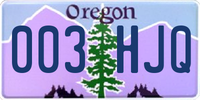 OR license plate 003HJQ
