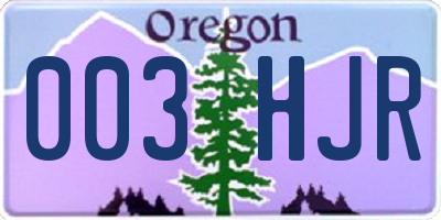 OR license plate 003HJR