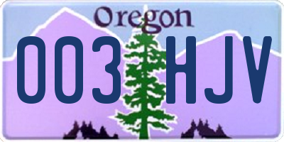 OR license plate 003HJV