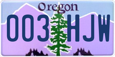 OR license plate 003HJW