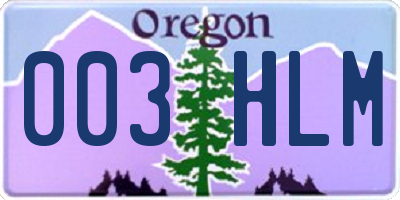 OR license plate 003HLM
