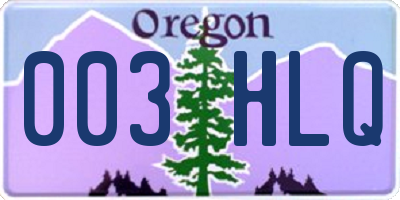 OR license plate 003HLQ