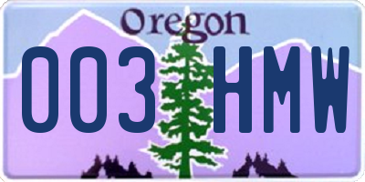 OR license plate 003HMW