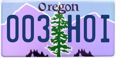 OR license plate 003HOI