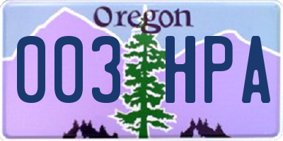 OR license plate 003HPA