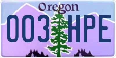 OR license plate 003HPE
