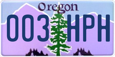 OR license plate 003HPH
