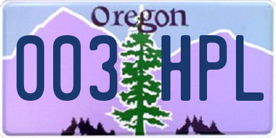 OR license plate 003HPL