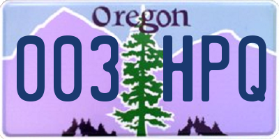 OR license plate 003HPQ