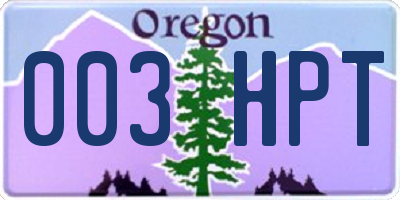 OR license plate 003HPT