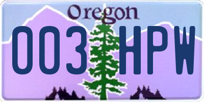 OR license plate 003HPW