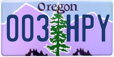 OR license plate 003HPY