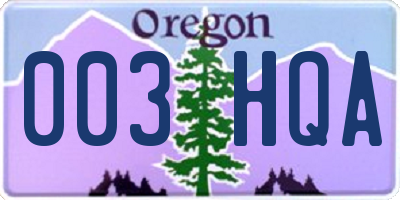 OR license plate 003HQA
