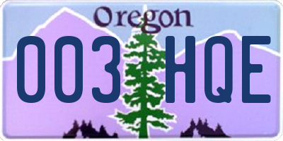 OR license plate 003HQE
