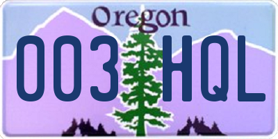 OR license plate 003HQL