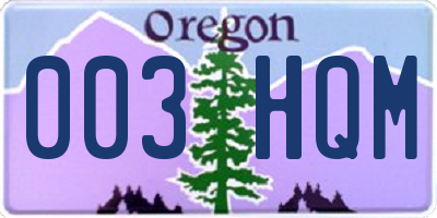 OR license plate 003HQM