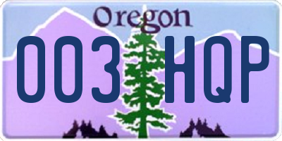 OR license plate 003HQP