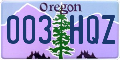 OR license plate 003HQZ