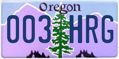 OR license plate 003HRG