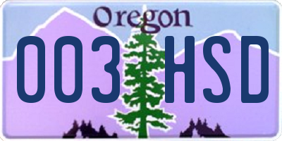 OR license plate 003HSD