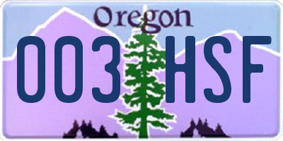 OR license plate 003HSF