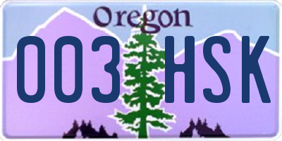 OR license plate 003HSK