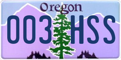 OR license plate 003HSS